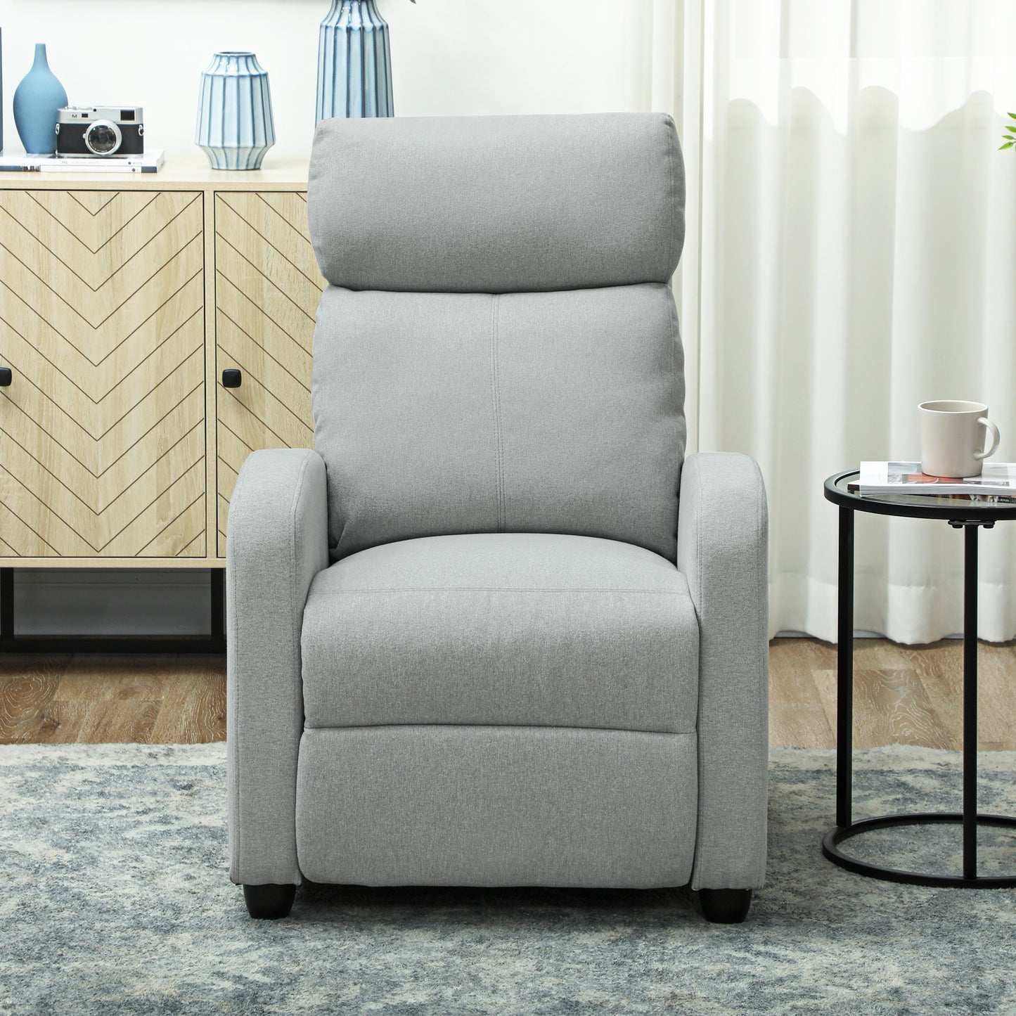 Relaxstoel – Verstelbare Stoel – Fauteuil – Lounge Chair – Relaxfauteuil – Lichtgrijs – Verstelbare Rugleuning 135° – Uitschuifbare Voetensteun