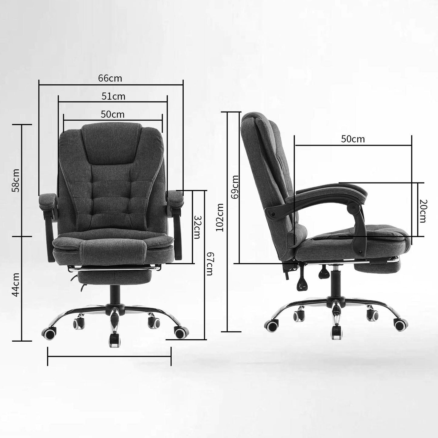 Bureaustoel – Bureaustoel Ergonomisch – Bureaustoel Zwart Rood – Bureaustoel Met Voetensteun – Grote Bureaustoel – Draagkracht 180 kg – Verstelbare Lendensteun