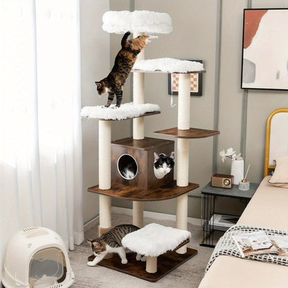 Krabpaal – Kattenboom – Krabmeubel – Kattenhuis – Kattentoren – 175 cm Hoog – 6 Niveaus Met Sisal Kolommen En Knusse Holte