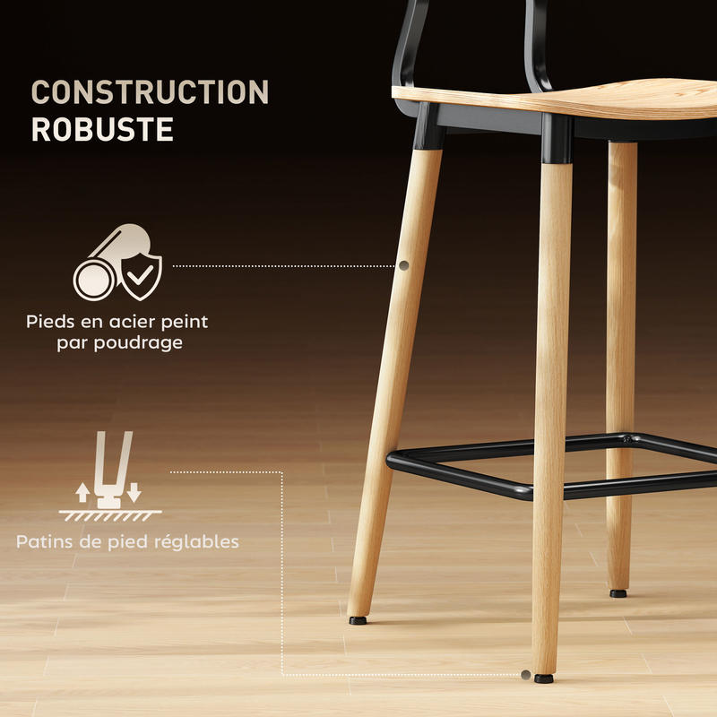 Barkrukken – Barkruk Set – Barstoelen – Keukenstoelen – Eetkamerstoelen – Set Van 2 Met Rugleuning – Hout En Metaal – Modern Tijdloos Design