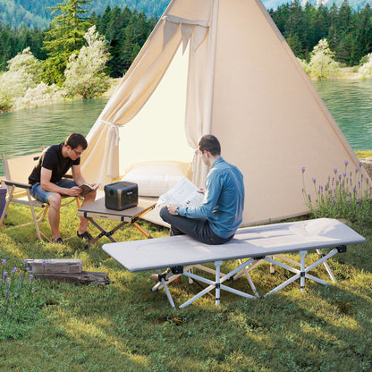 Campingbed – Opvouwbaar Bedje – Reisbeddeltje – Logeerbed – Kampeerbed – Stevig Metaal Frame – Draagkracht 200 kg – Grijs – 200x65x42 cm