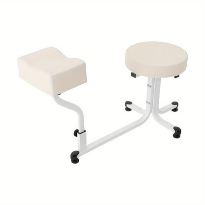 Pedicurekruk – Pedicurestoel – Nagelkruk – Schoonheidsstoel – Voetensteunkruk – Verstelbare Hoogte – Stevig IJzeren Frame – Comfortabele PU Leren Zitting – Modern Wit