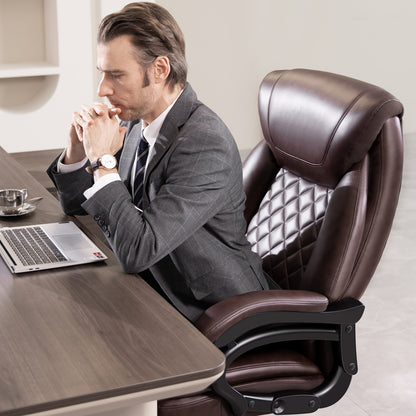 Ergonomische Bureaustoel – Comfortabele Stoel – Bureaustoel Voor Grote Personen – Verstelbare Lendensteun – Extra Brede Zitting – Draagvermogen 226 Kg - Bruin