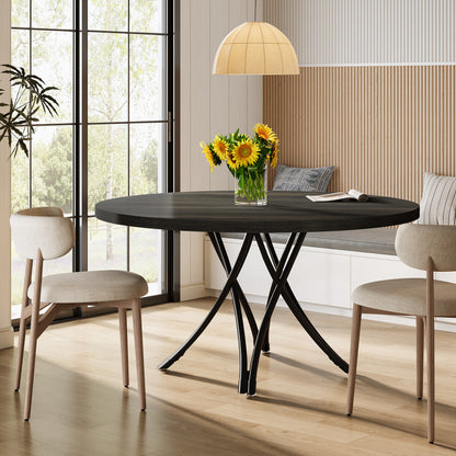 Ronde Eettafel – Keukentafel – Tafel Rond – Eettafel Modern – Zwarte Eettafel – 120 cm Diameter – Cross-Leg Design
