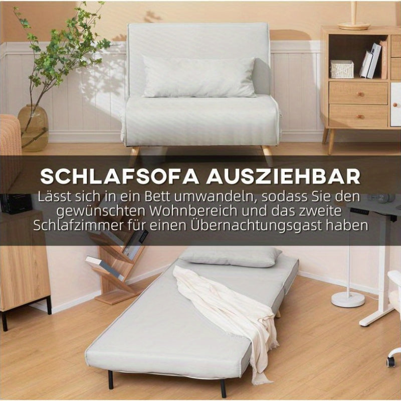 Bankenbed – Slaapbank – Uitschuifbare Bank – Futon – Slaapsofa – Verstelbare Rugleuning – Compact 94x78x80 cm – Stevig Houten Frame & Comfortabele Schuimvulling