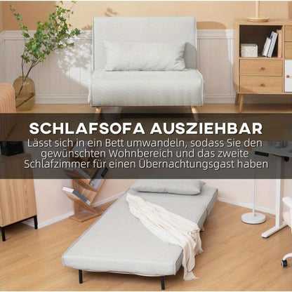 Bankenbed – Slaapbank – Uitschuifbare Bank – Futon – Slaapsofa – Verstelbare Rugleuning – Compact 94x78x80 cm – Stevig Houten Frame & Comfortabele Schuimvulling