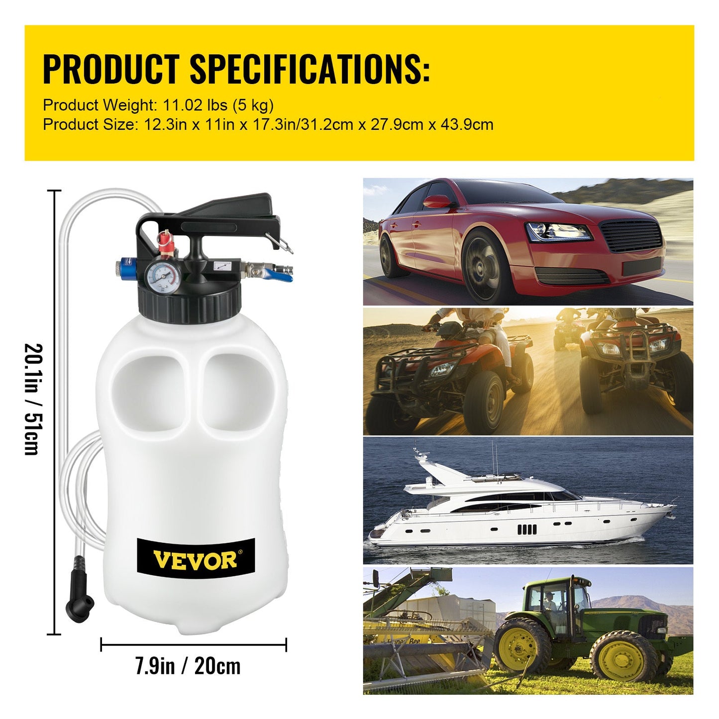 Automaatvloeistofpomp – Transmissievloeistofpomp – Overhevelingspomp – Vloeistofdispenser – Oliepomp – 10 Liter Grote Inhoud – Inclusief 14 Adapters