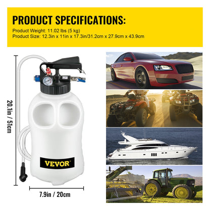 Automaatvloeistofpomp – Transmissievloeistofpomp – Overhevelingspomp – Vloeistofdispenser – Oliepomp – 10 Liter Grote Inhoud – Inclusief 14 Adapters