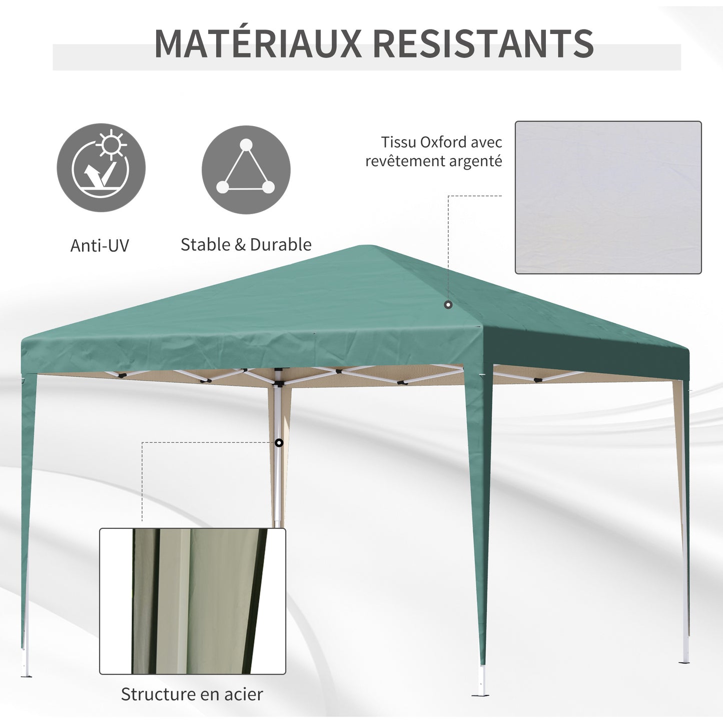 Vouwbare Tuin Tent – Partytent – Paviljoen – Prieel – Pagode – Anti-UV Bescherming – Stabiel Oxford Stof Met Staalframe – Groen 3x3x2,55m