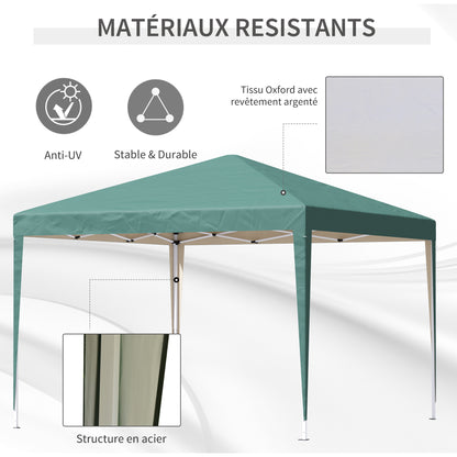 Vouwbare Tuin Tent – Partytent – Paviljoen – Prieel – Pagode – Anti-UV Bescherming – Stabiel Oxford Stof Met Staalframe – Groen 3x3x2,55m