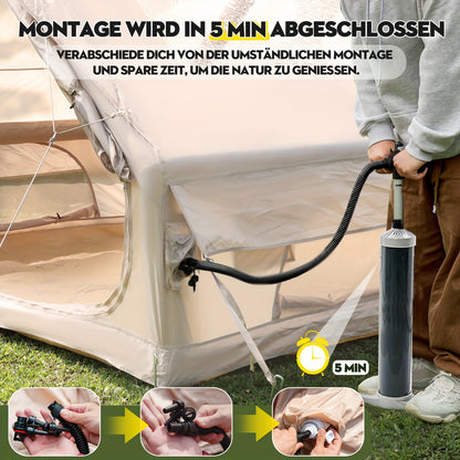 Inflatable Tent – Opblaasbare Tent – Camping Tent – Familie Tent – Festival Tent – 8 Persoons – Snelle Opzet Binnen 5 Minuten – Duurzaam 420D Oxford Materiaal Met PVC Luchtzuilen