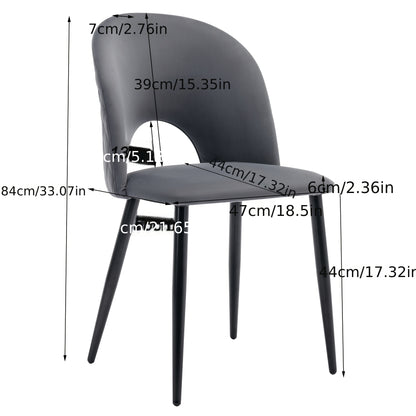 Eetkamerstoel – Stoel – Zitstoel – Keukenstoel – Woonkamerstoel – Grijs – Metalen Frame – Verstelbare Poten – Diamantpatroon Rugleuning – Set Van 2