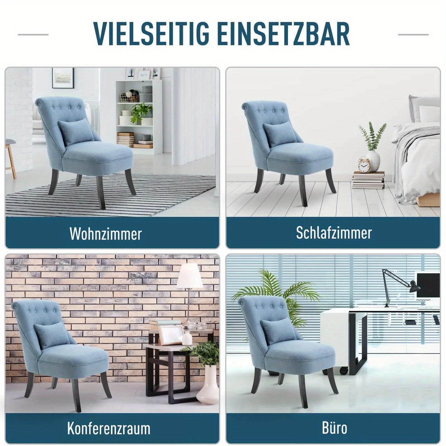 Fauteuil – Loungefauteuil – Zetel – Relaxstoel – Leunstoel – Blauw Linnen – Comfortabel Met Rugkussen – Compact 52,5x69x77 cm