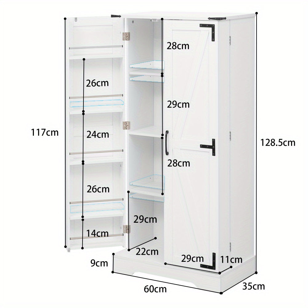 Witte Keukenkast – Opbergkast – Vloerkast – Kast Met Deuren – Bergkast – Verstelbare Planken – Compact & Ruimtebesparend – Modern Landelijk Design