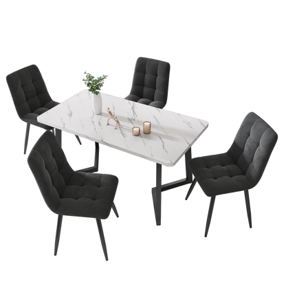 Dining chairs (set of 4), deep grey, 4pcs upholstered chair design with backrest, velvet seat and metal frame, the ideal choice for your dining and living areas.,  Dining Room Furniture, Elegant Dining Set, Stylish Backrest,