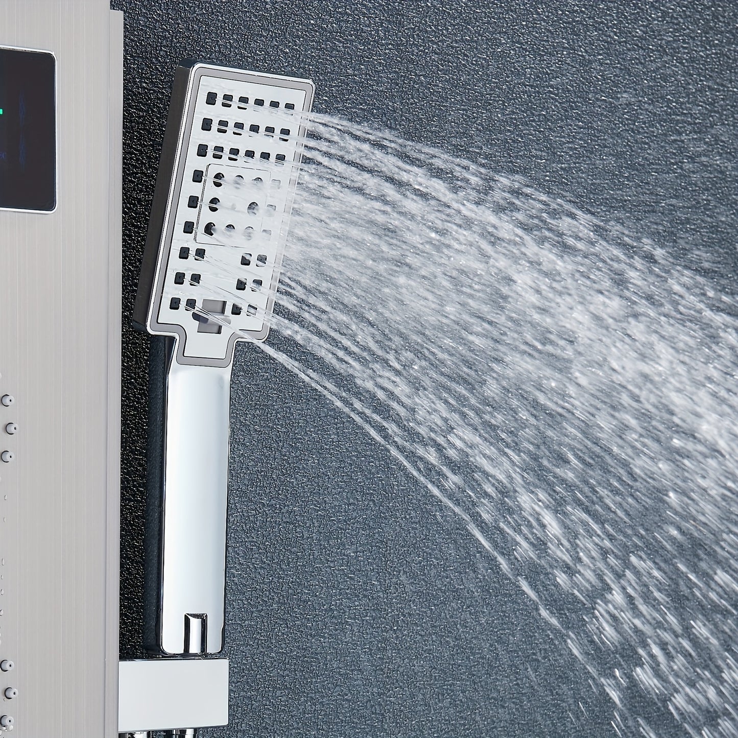 Douchepaneel – Douchekolom – Douchewand – Regendouche – Zwarte Geborstelde Afwerking – 7 Functies Inclusief Regendouche en Massagejets – Roestvrijstaal & Messing