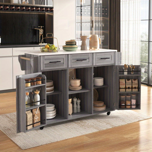 Keukentrolley – Keukenkast – Serveerwagen – Opbergkast – Trolley Op Wieltjes – Witgrijs – Scharnierend Werkblad – Lockbare Opbergruimte – 39x46x91,5 cm – Duurzaam Niet-Hout