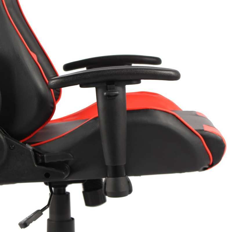 Ergonomic Red & Black Gaming Chair with PVC Faux Leather-Like Upholstery - Adjustable, Rotatable, Comfortable Office & Gaming Room Chair with Polyester Filling, Easy Wipe Clean, Manual Recline Mechanism gaming pc