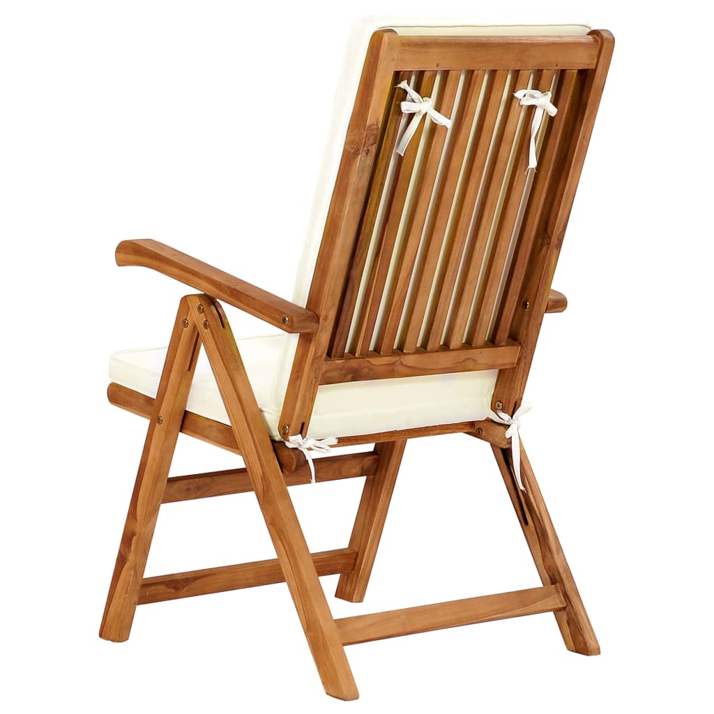 Tuinset – Garden Set – Diningset – Bistroset – Loungeset – Teakhout – Verstelbare Rugleuning – Incl. Kussens – Creme – 4 Personen