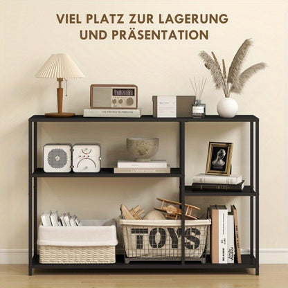 Sidetable – Wandtafel – Opbergtafel – Console – Hallentafel – Zwart – Industrieel Design – Stalen Frame – 110x30x75 cm – Compact & Stevig