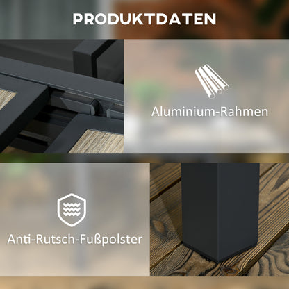 Uitschuifbare Tuintafel – Tuinset Tafel – Buiten Tafel – Terrastafel – Balkon Tafel – Aluminium Frame – Houtlook Tafelblad – Beige+Grijs – 160x80x75 cm