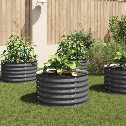 Hoogtebak – Verhoogde Tuinbak – Plantenbak – Moestuinbak – Kruidenbak – Verzinkt Staal – 80x80x44 cm – Roestbestendig – Modern Grijs Design