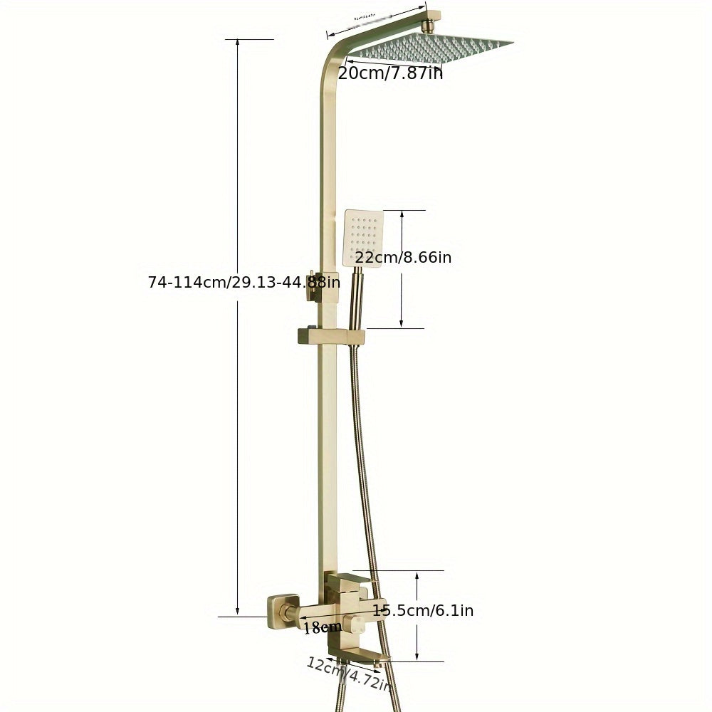Douche Systeem – Douchekolom – Douchepaneel – Doucheplank – Wanddouche – Geborsteld Goud – Stevig Metaal – Ingebouwde Kraan