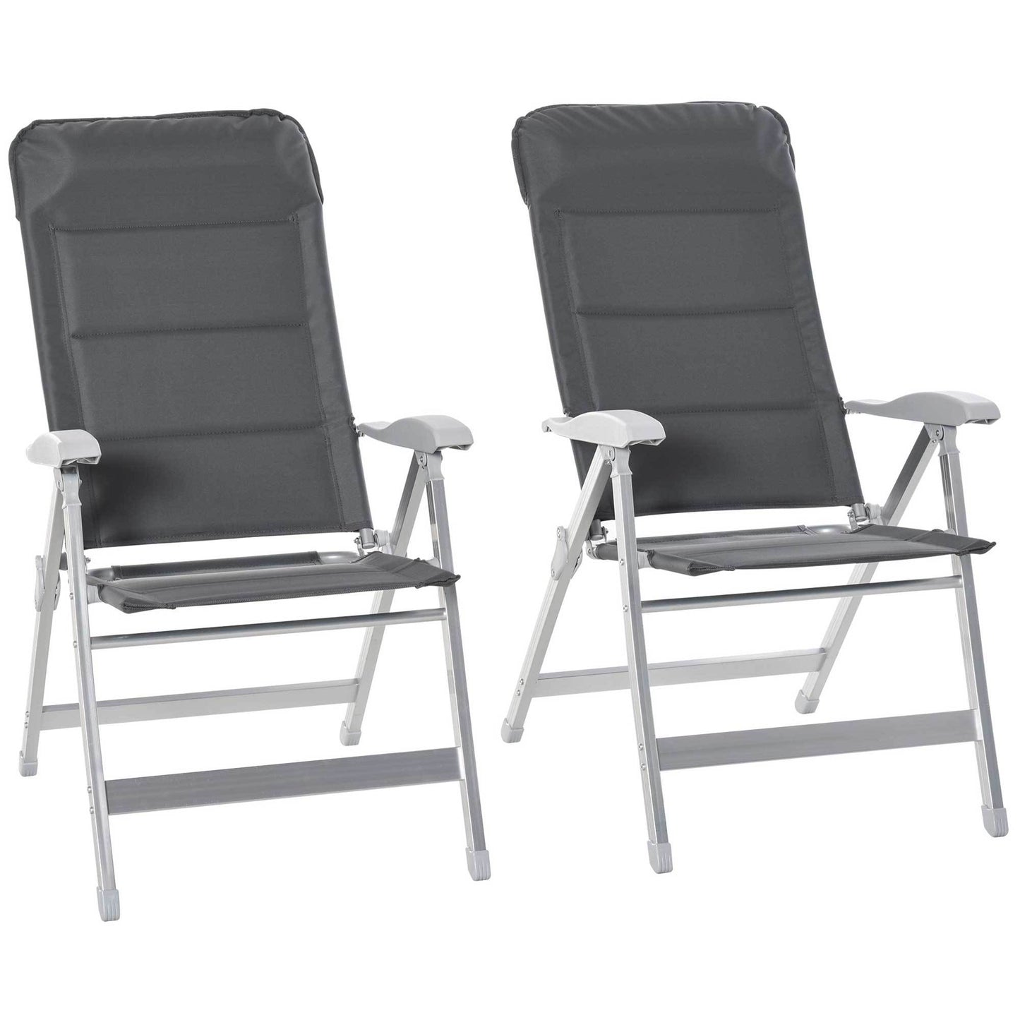 Tuinstoelen – Klapstoelen – Balkonstoelen – Campingstoelen – Verstelbare Tuinstoelen Donkergrijs – Aluminium Frame – Inklapbaar Met Hoge Rugleuning