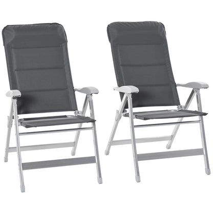 Tuinstoelen – Klapstoelen – Balkonstoelen – Campingstoelen – Verstelbare Tuinstoelen Donkergrijs – Aluminium Frame – Inklapbaar Met Hoge Rugleuning