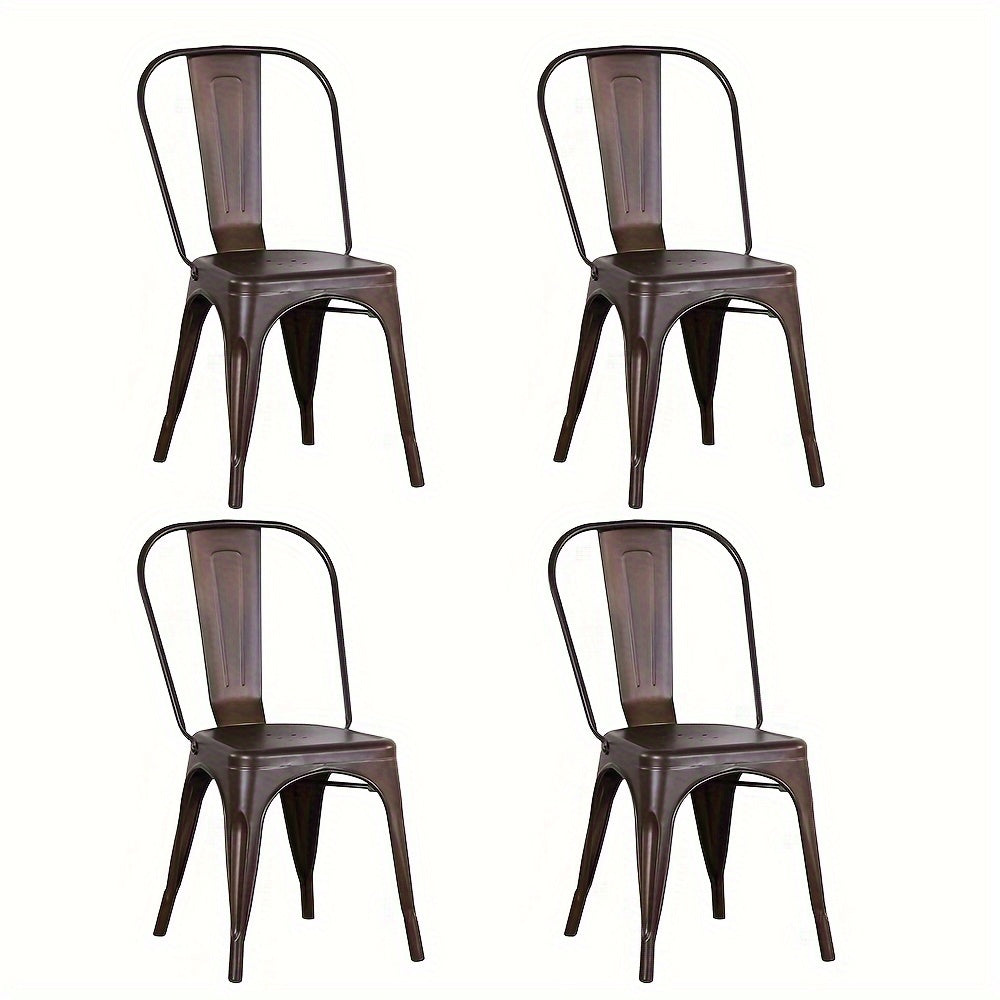 Barkrukken – Bistro Stoelen – Barstoelen – Keukenstoelen – Eetkamerstoelen – Set van 4 – Industrieel Design – Metalen Frame & Rugleuning – Zithoogte 44 cm – Stevig & Onderhoudsvriendelijk
