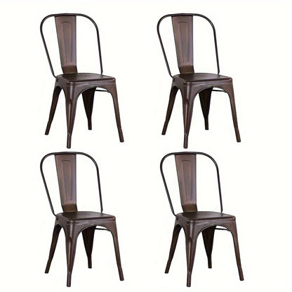 Barkrukken – Bistro Stoelen – Barstoelen – Keukenstoelen – Eetkamerstoelen – Set van 4 – Industrieel Design – Metalen Frame & Rugleuning – Zithoogte 44 cm – Stevig & Onderhoudsvriendelijk