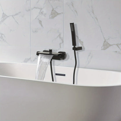 Wandkraan Badkamer – Badkamerkraan – Douchekraan – Badkraan – Waterval Kraan – Mat Zwart – 304 RVS Slang – Handdouche – Verstelbare Warm en Koud Waterregeling