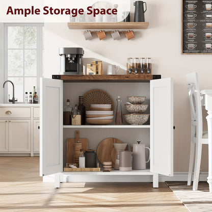 Dressoir – Opbergkast – Ladekast – Buffetkast – Kast – Landelijk Design – 2 Deuren Met X-Patroon – Verstelbare Legplanken – Hardhouten Accent – Vrijstaand