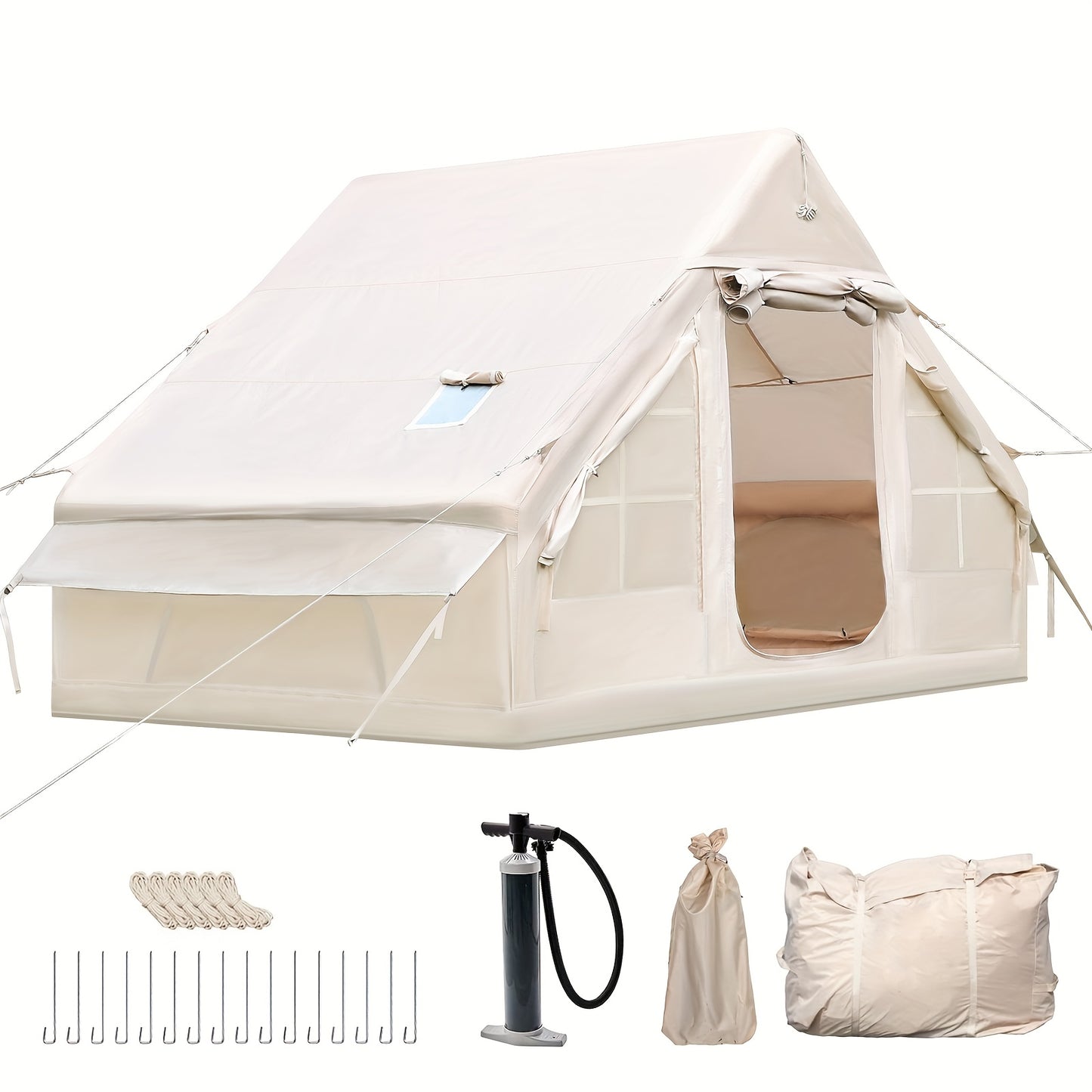 Opblaasbare Tent – Lucht Tent – Inflatable Shelter – Kampeertent – Tent Met Schoorsteen – Snelle Inflatie – Stevig PVC Frame 3x2m