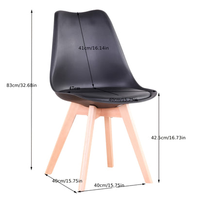 Eetkamerstoelen – Stoelen – Dining Stoelen – Armloze Stoelen – Scandinavische Stoelen – Set van 6 – Zwart PU-leer – Beukenhouten Poten
