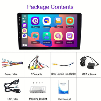 Autoradio MP5 Speler – Car Multimedia Systeem – Auto Navigatie Scherm – Touchscreen Radio – 9 Inch HD Display – Draadloze CarPlay & Android Auto – 6GB RAM 128GB Opslag