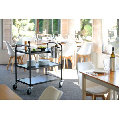 3-Tier Catering Trolley for Serving, Black Matte Finish, Up to 150 kg - Hendi 811320