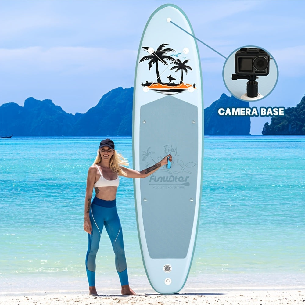 Paddleboard – Sup Board – Stand Up Paddle – Surfplank – Watersportboard – Lichtblauw Coconut Wave Design – 335x84x15 cm – Schokbestendig & Stabiel