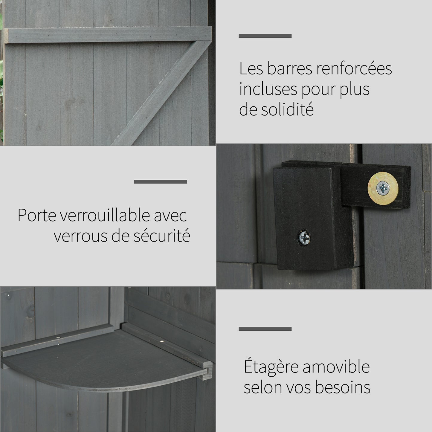 Tuinhuisje – Tuinschuur – Gereedschapsschuur – Berging – Opbergkast – Hardhouten Constructie – Bitumineus Dak – 77x54x179 cm – Grijs