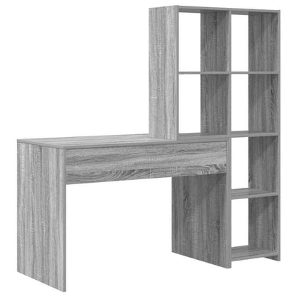 Bureau – Werkplek – Schrijftafel – Computertafel – Opbergbureau – Modern Minimalistisch – Compact – Grijs Spaanplaat – Met Laden en Planken – Duurzaam en Onderhoudsvriendelijk