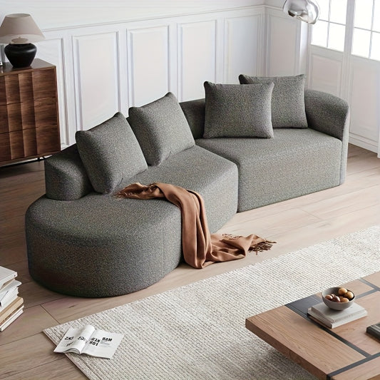 Hoekbank – Hoeksalon – L-vormige Bank – Zithoek – Slaapbank – 4-Zits Oversized – Modulaire Opstelling – Grijze Stof – Diepe Brede Zitting – Zonder Houten Onderdelen