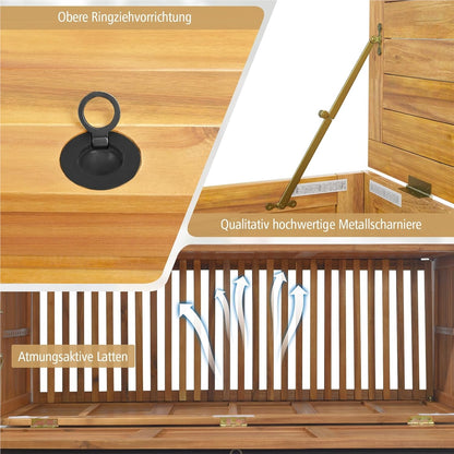 Houten Tuinbox – Opbergbox – Kist – Opbergbank – Tuinkist Met Wielen – Waterdichte Binnenzak – 127 x 50 x 45 cm