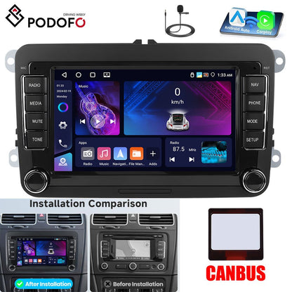 Android 15 Auto-Multimediabox – Autoradio – Car Stereo – Navigatiesysteem – Multimedia Speler – 7 Inch HD Touchscreen – Draadloze CarPlay & Android Auto – 4GB RAM + 64GB Opslag