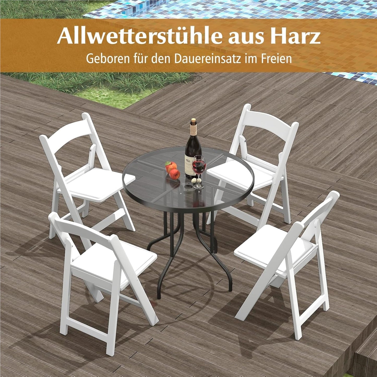 Tuinstoelen – Tuinstoel – Klapstoel – Ligstoel – Balkonstoel – Inklapbaar – Weerbestendig – Zithoogte 46 cm – Draagvermogen 500 kg
