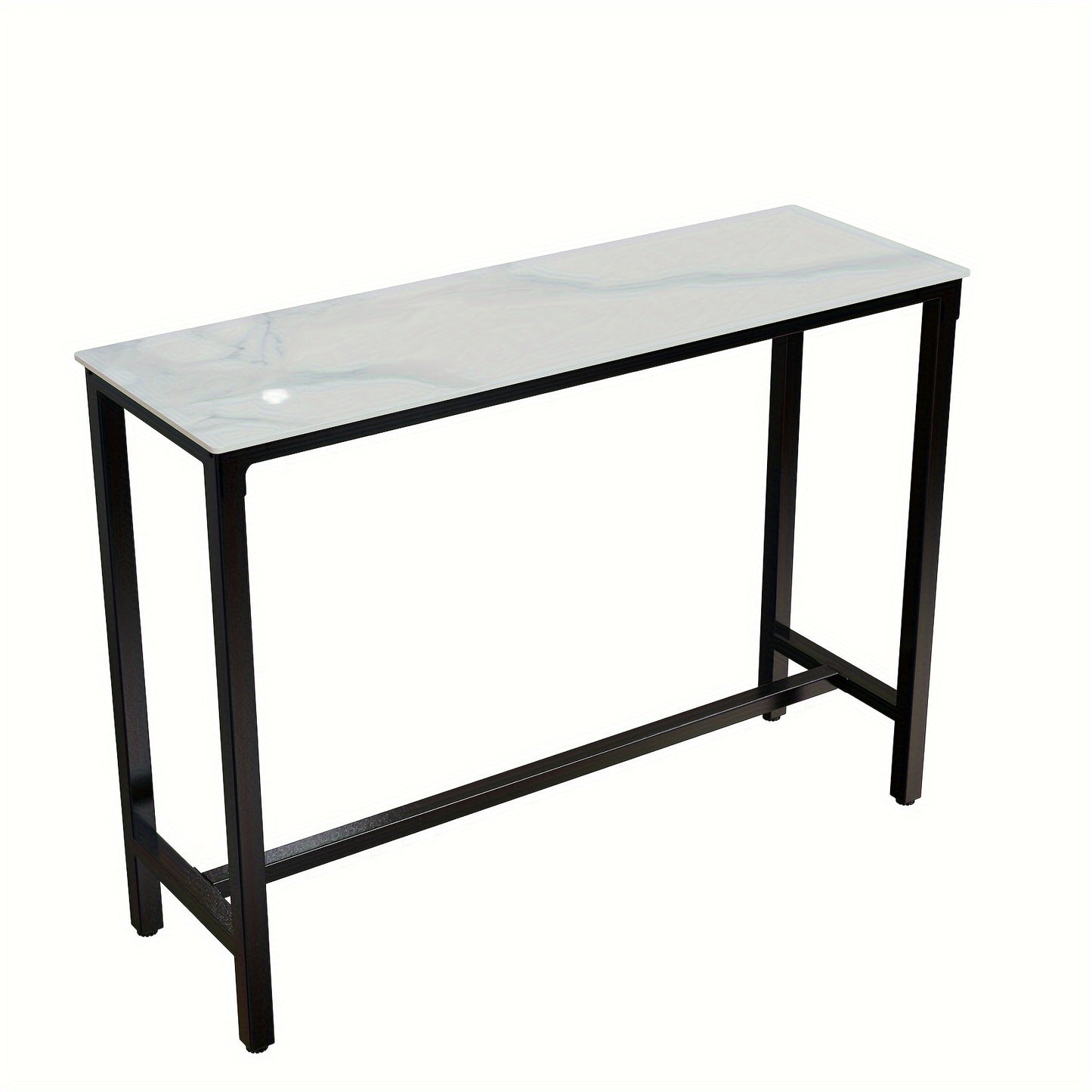 Bartafel – Statafel – Keukentafel – Bistrotafel – Barmeubel – Wit Sintersteen Blad – Zwart Metalen Onderstel – 120x40x105 cm – Duurzaam & Krasbestendig