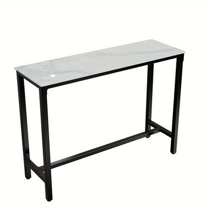 Bartafel – Statafel – Keukentafel – Bistrotafel – Barmeubel – Wit Sintersteen Blad – Zwart Metalen Onderstel – 120x40x105 cm – Duurzaam & Krasbestendig