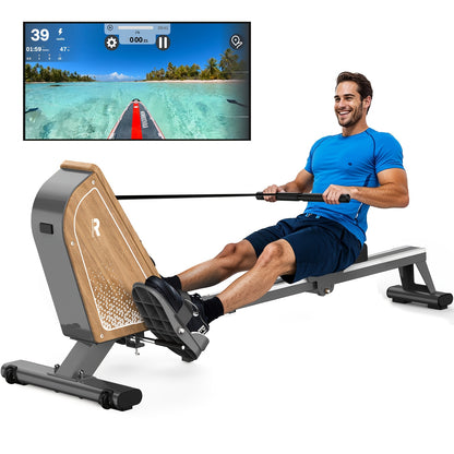 Roeitrainer – Roeimachine – Roeiapparaat – Fitnessapparaat – Hometrainer – Magnetische Weerstand – Compact Verticale Opberging – Draagbaar Tot 150 kg – RVS Zwart