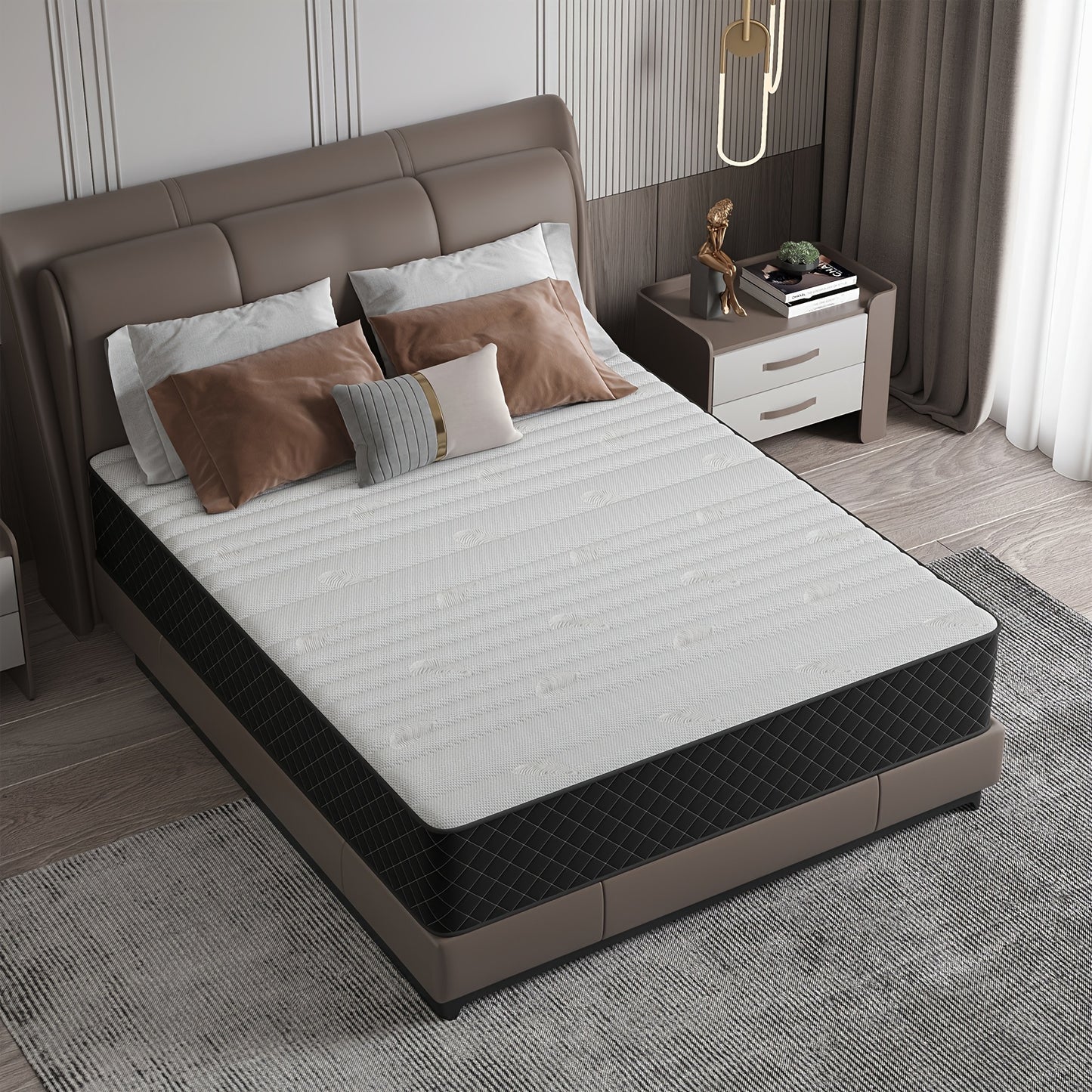 Hybrid Matras – Pocketvering Matras – Traagschuim Matras – Innerspring Matras – Bedmatras – 90 x 200 cm – Medium/Stevig (H3-H4) – Pillow Top & Vlamvertragend