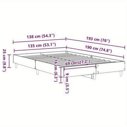 Modern Minimalist Bed Frame without Mattress - Queen Size (135x190cm / 53x75 inches), Easy Assembly, Sturdy Construction for Master Bedroom, Guest Room, or Dorm - Space-Saving Design for Small Spaces