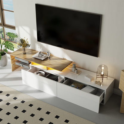 Modern TV Stand with Storage - Minimalist Entertainment Center, Heavy-Duty Construction, Cable Management, for Living Room, Home Theater - Elegant White Media Console for TVs, Gaming Consoles, Streaming Devices - Space-Saving